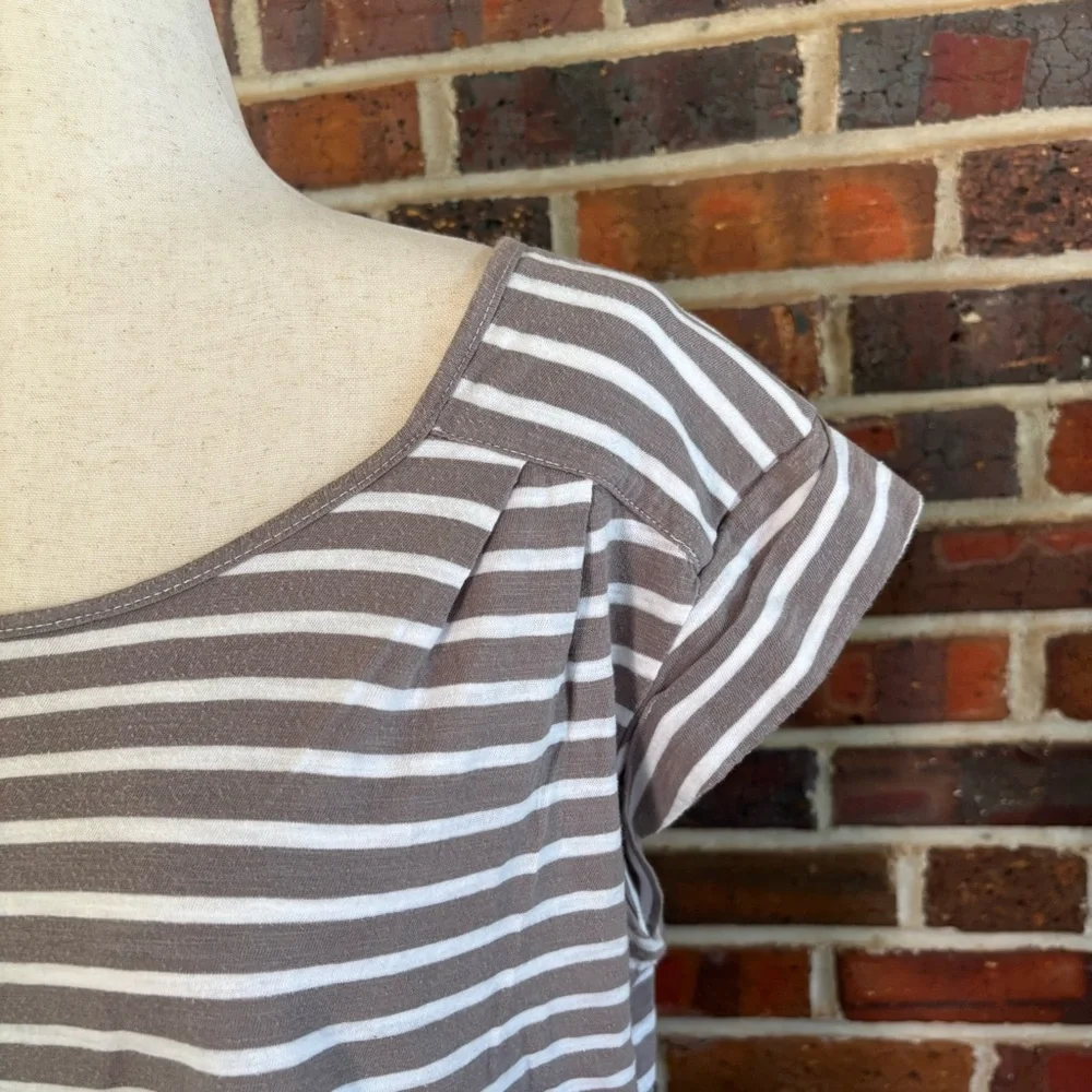 Garnet Hill 100% Cotton Cap Sleeve Striped Top Womens Large - Picture 2 of 6